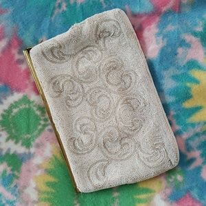 Vintage Mid-Century WALBORG Handmade Ivory Beaded Clutch Purse Belgium Wedding